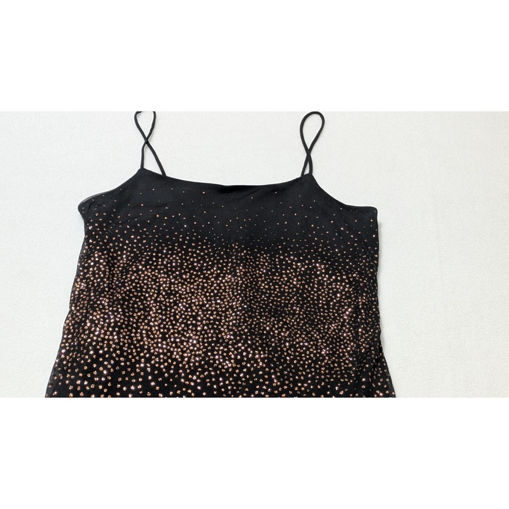 vtg Wet Seal slip dress sparkle black small  asymmetrical‎ hem midi spaghetti - Picture 3 of 13